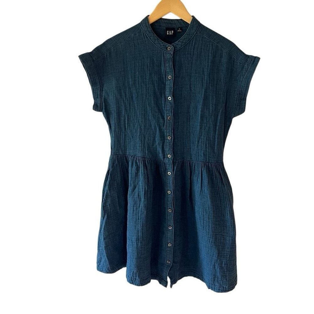Gap Cotton Gauze Denim Mini Shirtdress Women’s dress Size small - Picture 2 of 12
